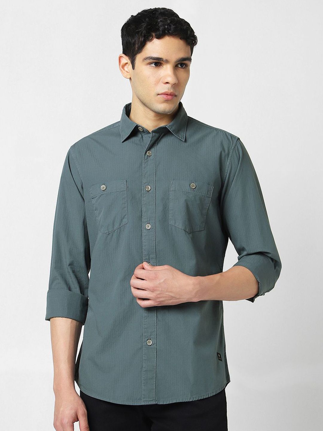 VAN HEUSEN DENIM LABS Spread Collar Cotton Slim Fit Shirt