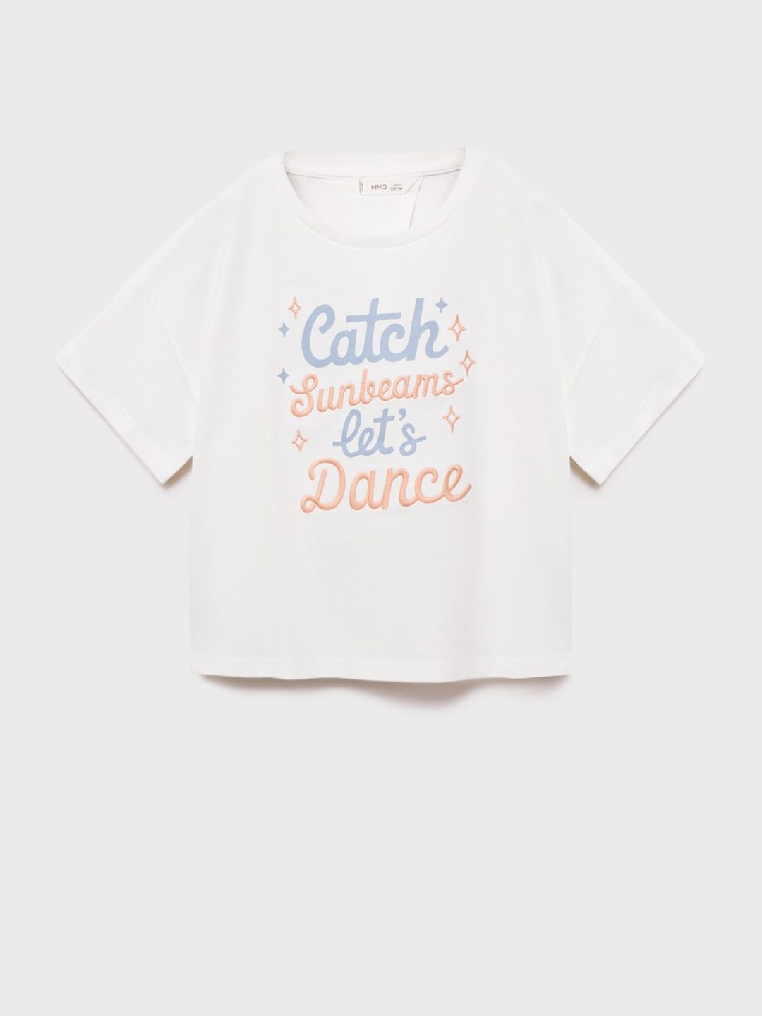 Mango Kids Girls Pure Cotton Typography Printed Cut Out T-shirt