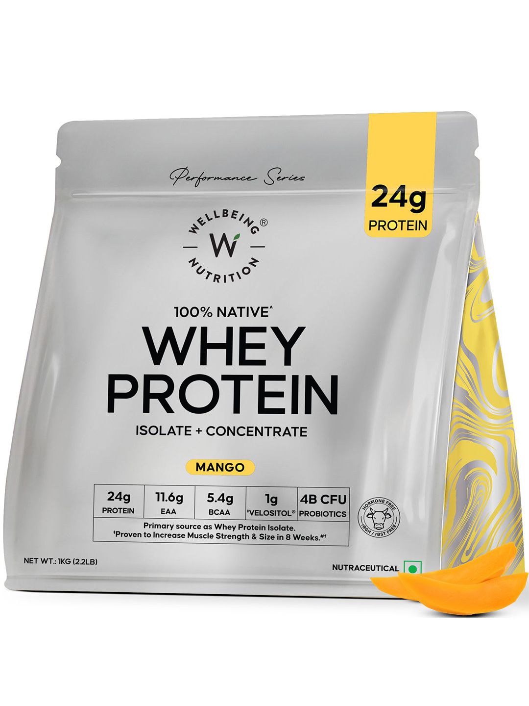 Wellbeing Nutrition Wellbeing Nutrition Whey Protein Isolate & Concentrate- 1 Kg- Mango
