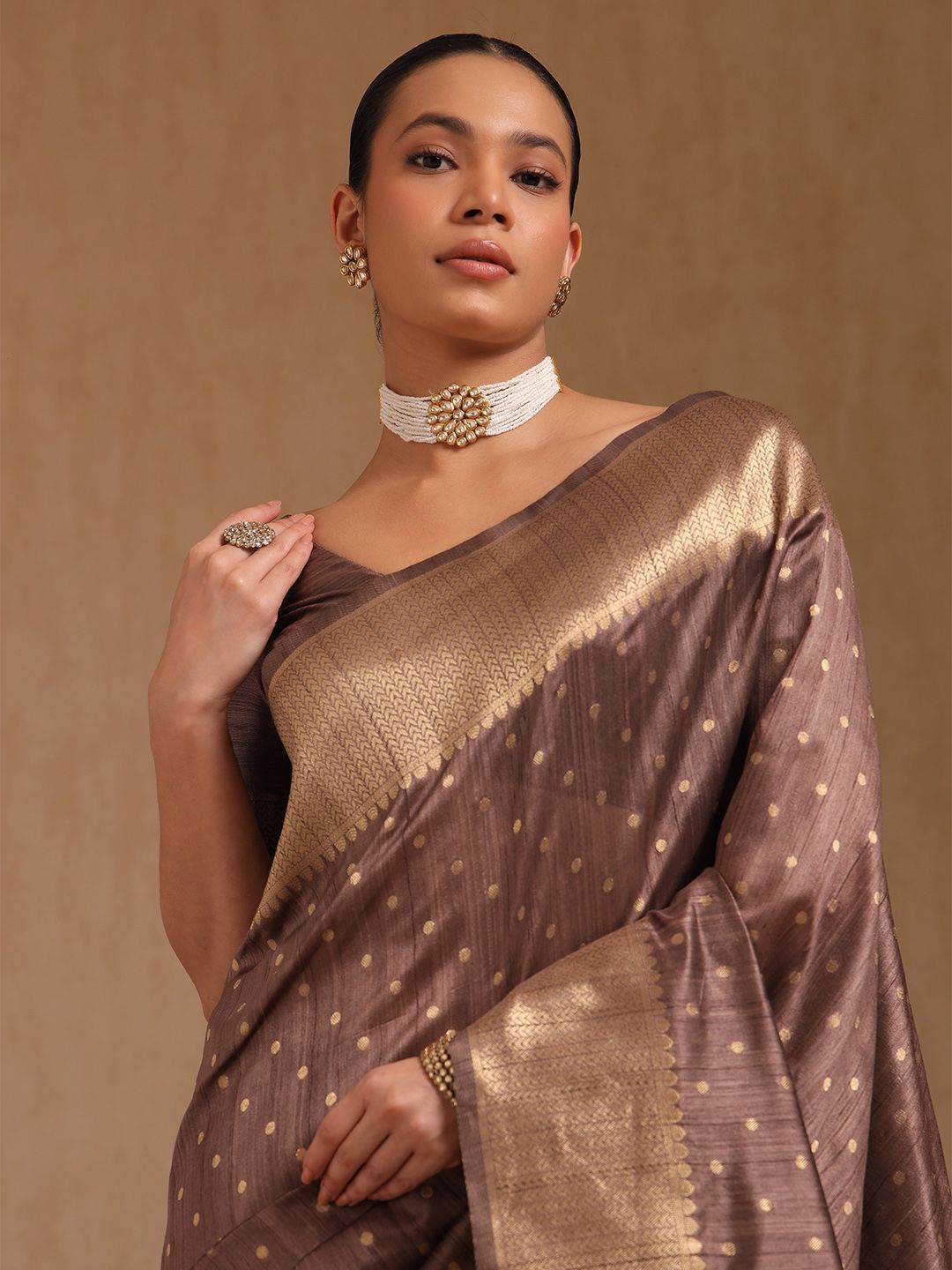 Woven Design Tussar Silk Blend Saree Soch Woven Design Zari Silk Blend Tussar Saree