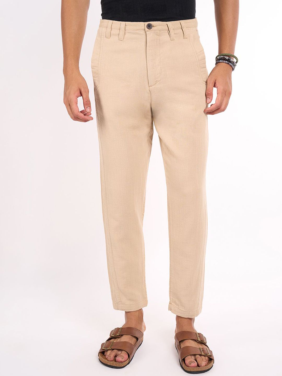 7 Alt by Pantaloons Men Slim Fit Mid Rise Cotton Trousers