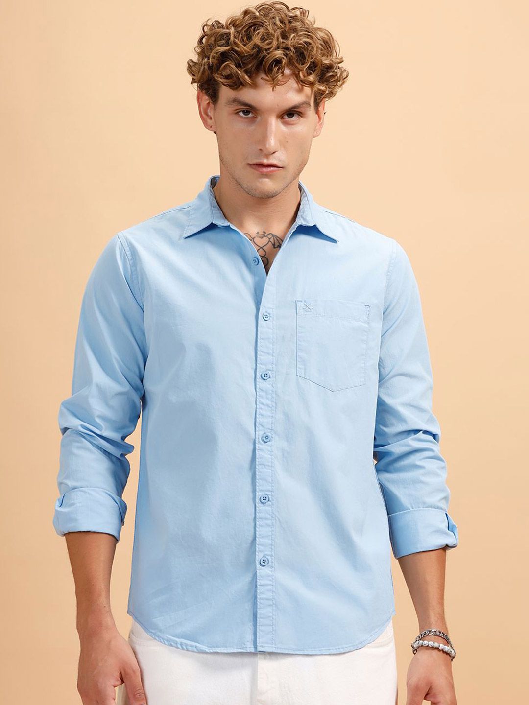 WROGN Men Solid Comfort Slim Fit Casual Shirt