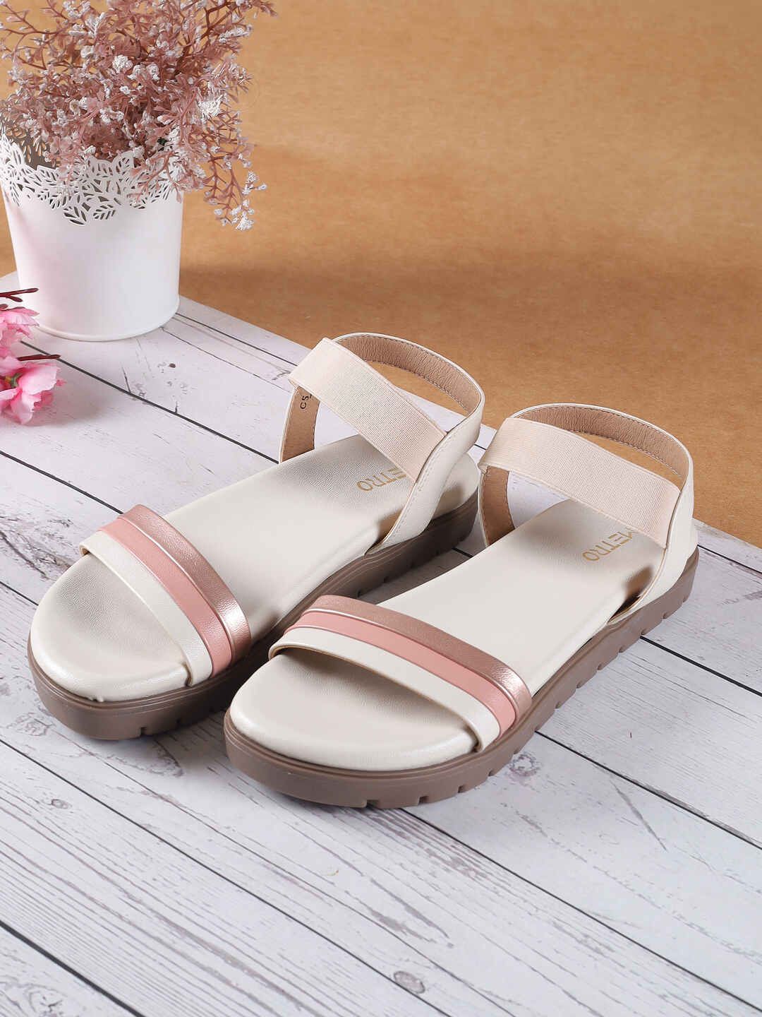 Metro Women Solid Backstrap Open Toe Flats