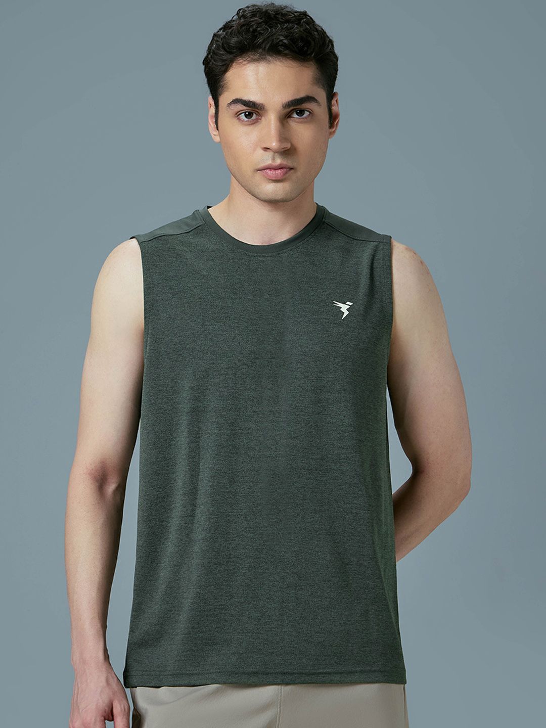 Technosport Self Design Slim Fit Sports Innerwear Vest With Double Cool MVP847TGMSML