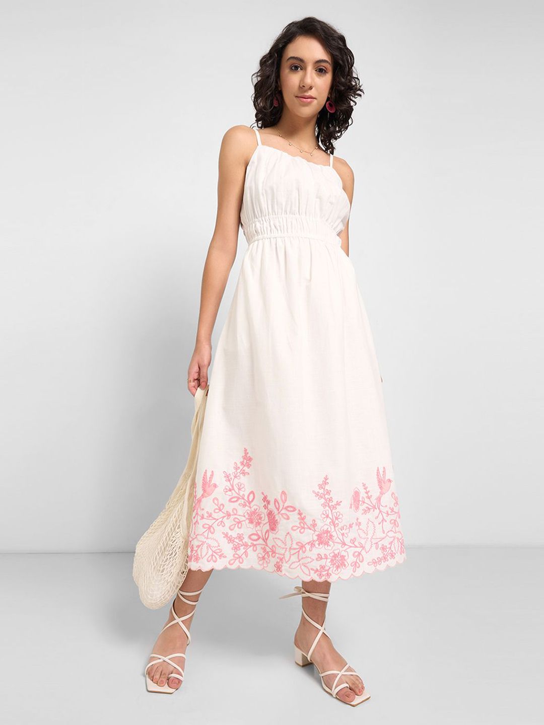 AKKRITI BY PANTALOONS Women Floral Printed Fit & Flare Cotton Midi Dress