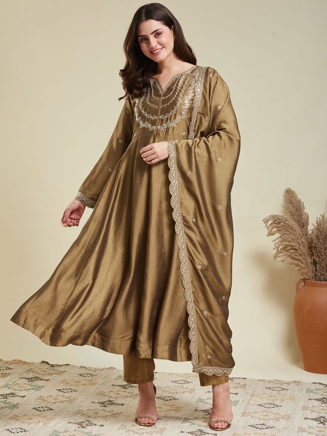 Gold Anarkali - Buy Gold Anarkali online in India