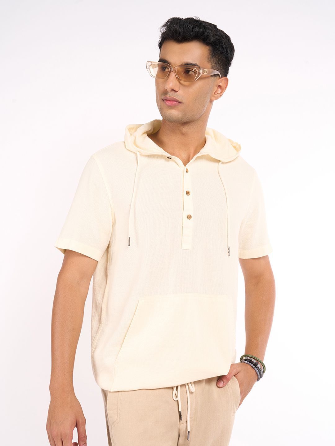 7 Alt by Pantaloons Men Casual Hooded Shirt