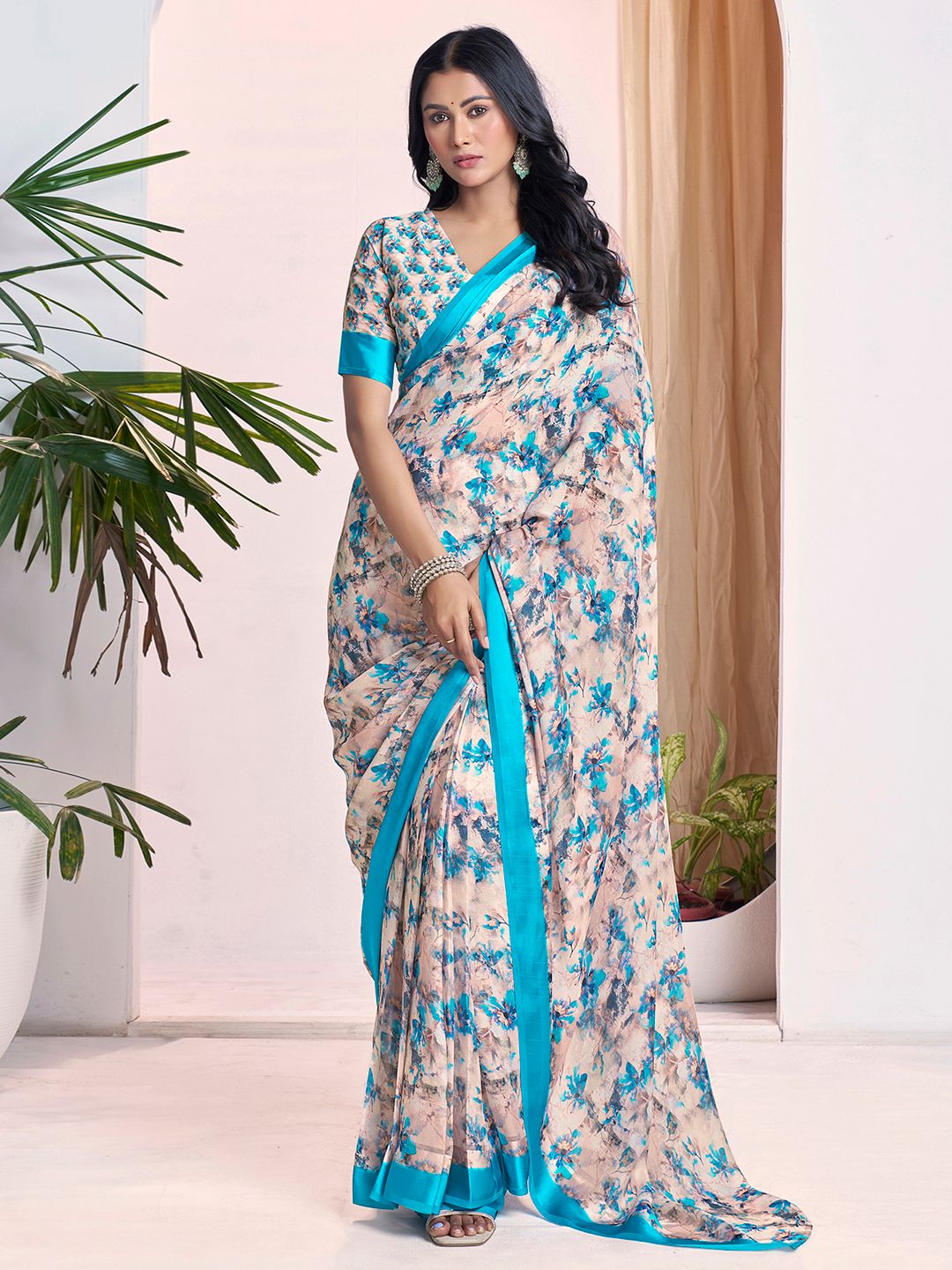 Mitera Floral Pure Georgette Ready to Wear Saree