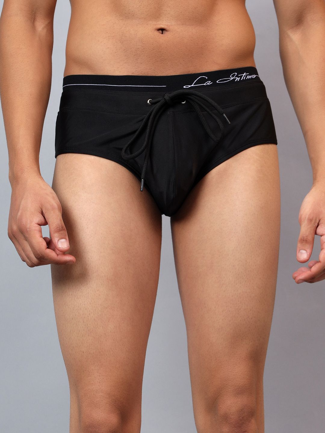 La Intimo Men Solid Mid-Rise Swim Briefs