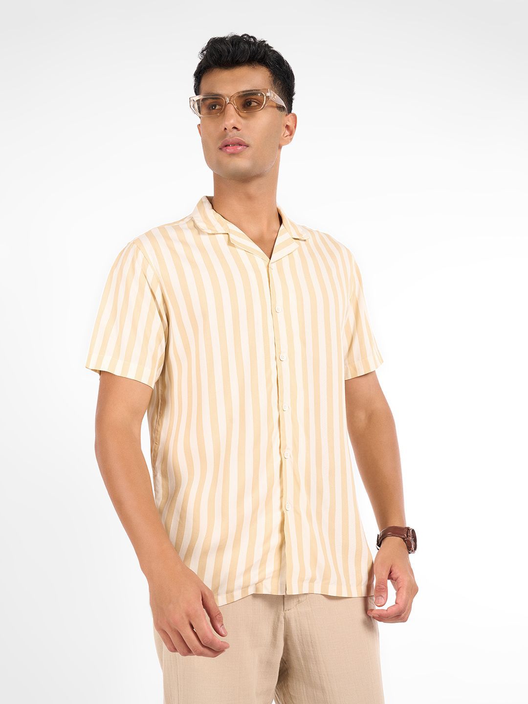 7 Alt by Pantaloons Vertical Stripes Slim Fit Casual Shirt