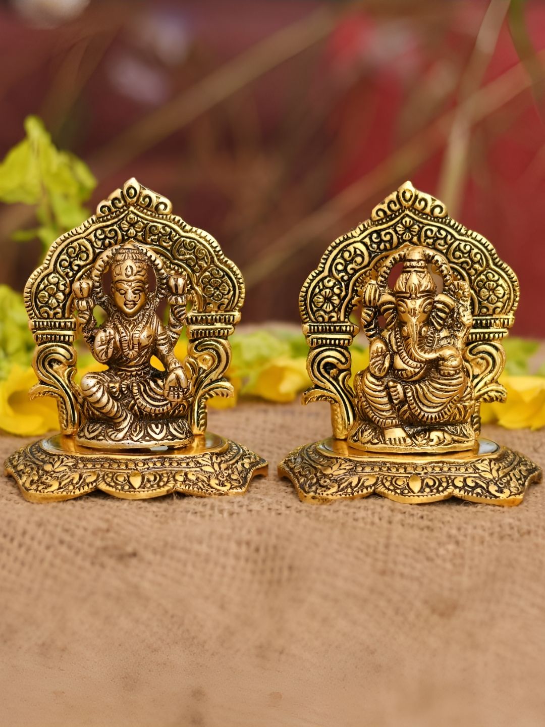 Aura Gold-Toned 2 Pieces Religious Idol Showpiece