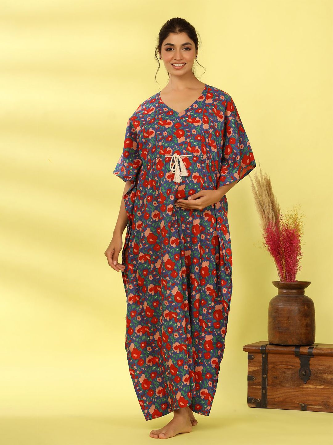 Ikk Kudi by Seerat Women Floral Printed Maxi Kaftan Nightdress