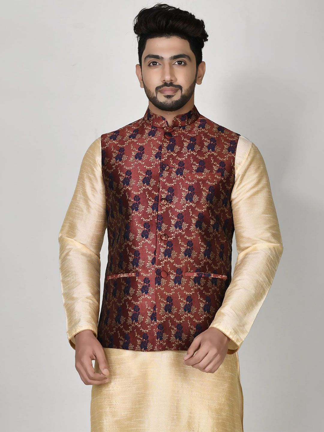 RANAK Digital Printed Woven Nehru Jacket