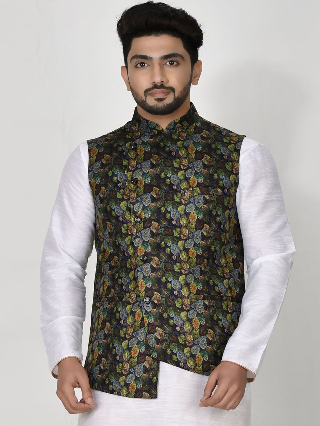 RANAK Digital Printed Woven Nehru Jacket