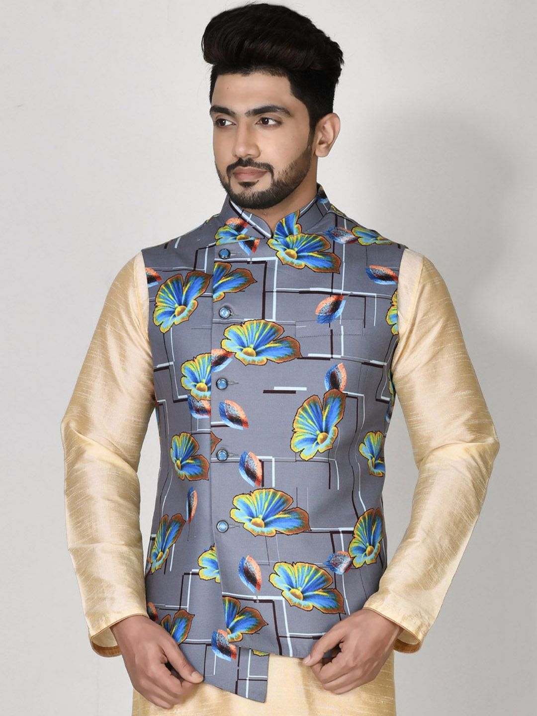 RANAK Digital Printed Nehru Jacket