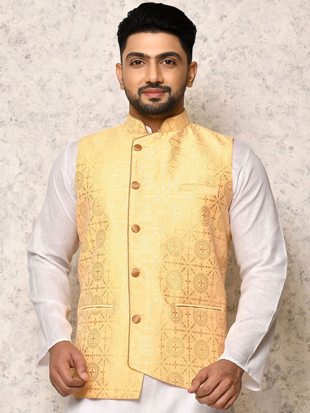 RANAK Digital Printed Woven Nehru Jacket
