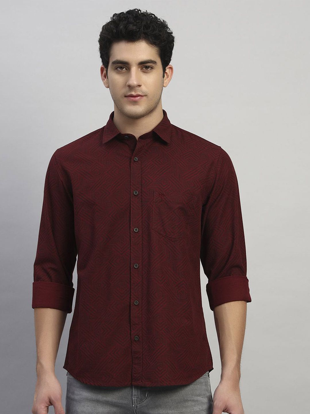 Cantabil Men 1 Solid Printed Casual Shirt