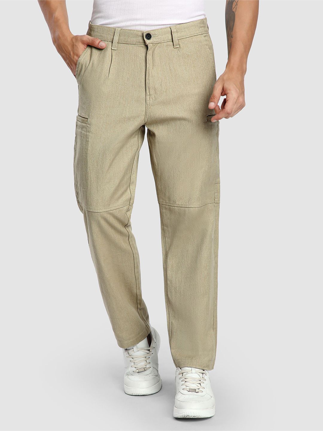 Beyoung Men Original Relaxed Fit Wrinkle Free Cotton Cargos Trouser