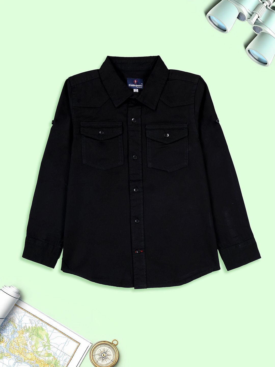 KiddoPanti Boys Spread Collar Cotton Casual Shirt