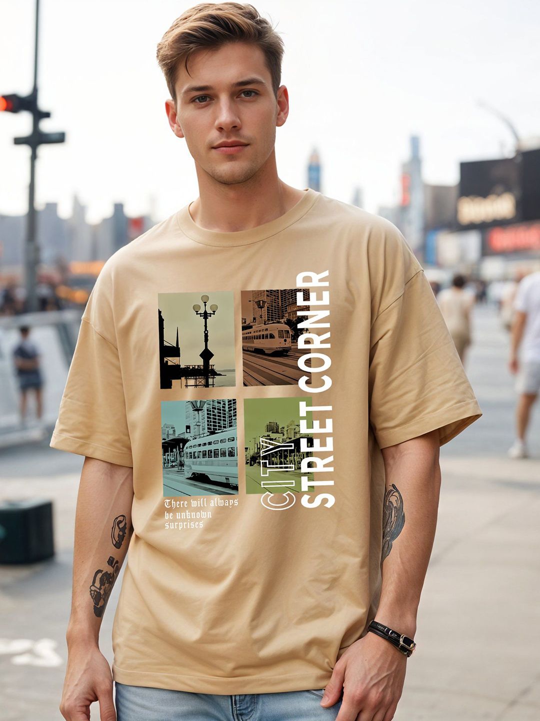 SMARTEES Men Varsity Printed Oversized Cotton T-shirt