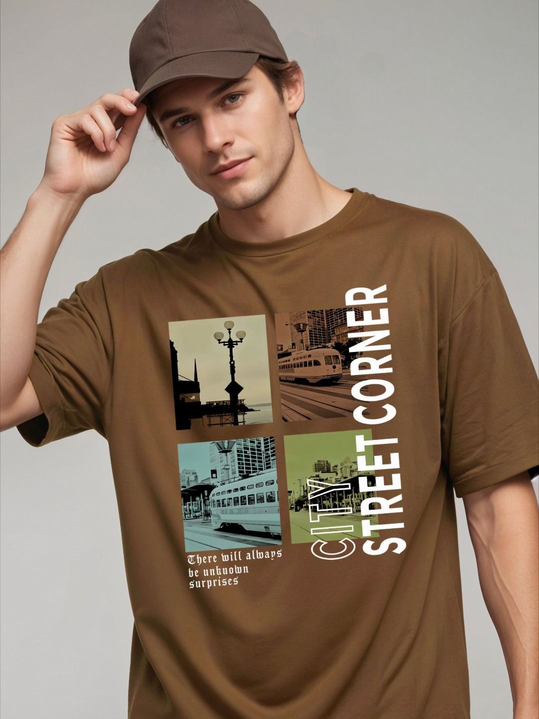 SMARTEES Men Graphic Printed Round Neck Cotton Oversized T-shirt