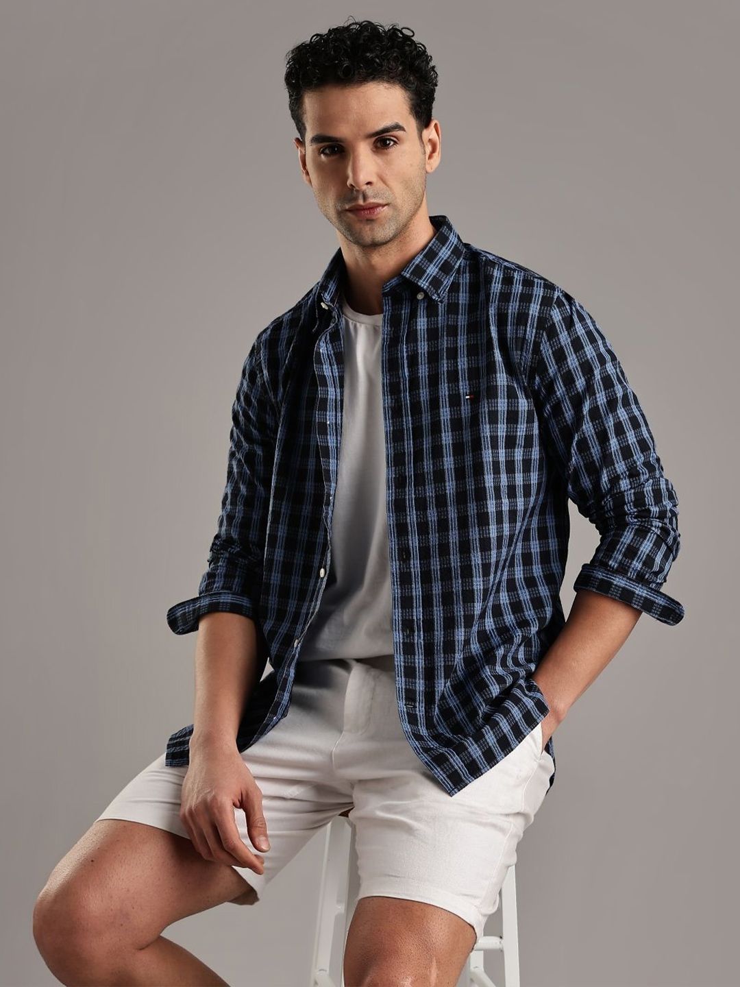 Tommy Hilfiger Tommy Hilfiger Men Tartan Checks Checked Regular Fit Casual Cotton Shirt
