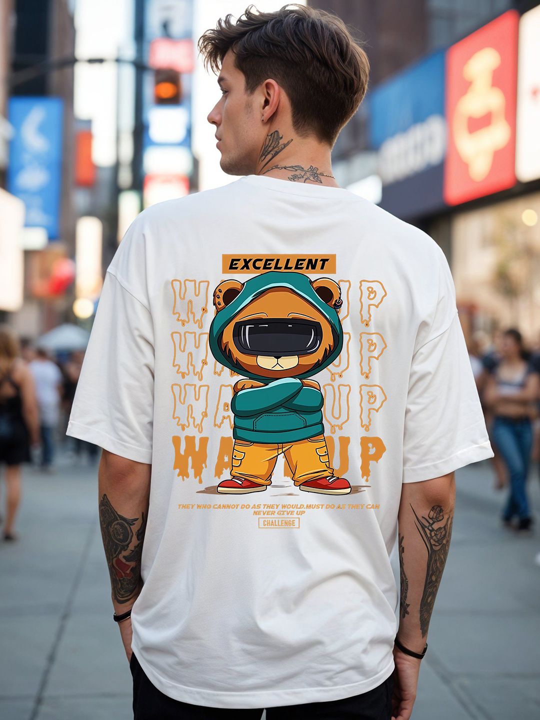 SMARTEES Oversized Graphic Printed Round Neck T-shirt