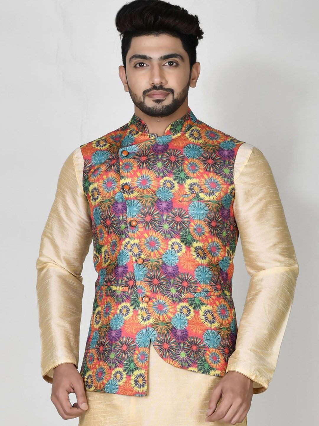 RANAK Digital Printed Woven Nehru Jacket