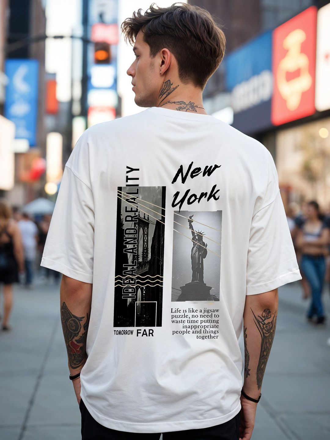 SMARTEES Men Graphic Printed Round Neck Cotton Oversized T-shirt