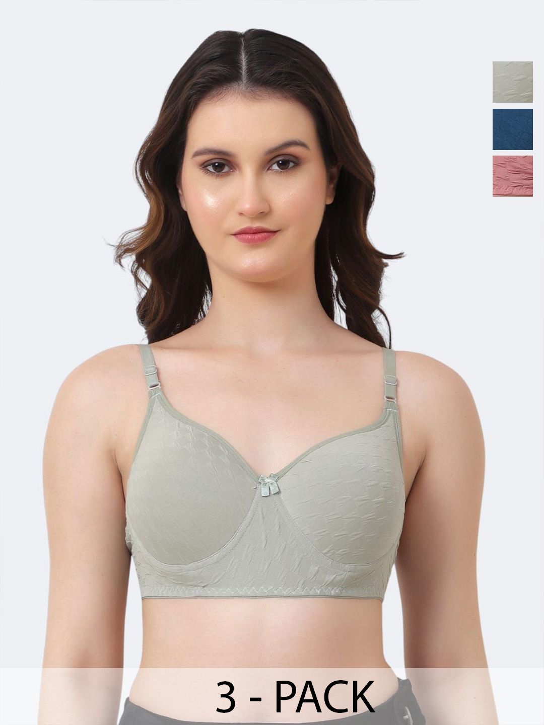 ESOROUCHA Women Pack of 3 Full Coverage Lightly Padded Seamless Bra