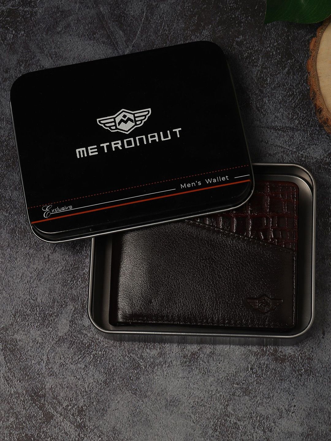 Metronaut Men Colourblocked Textured Leather Two Fold Wallet
