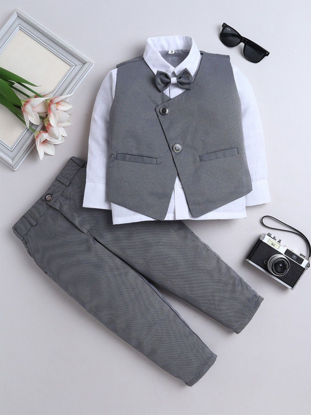 FOURFOLDS Boys Single-Breasted 3-Piece Suits