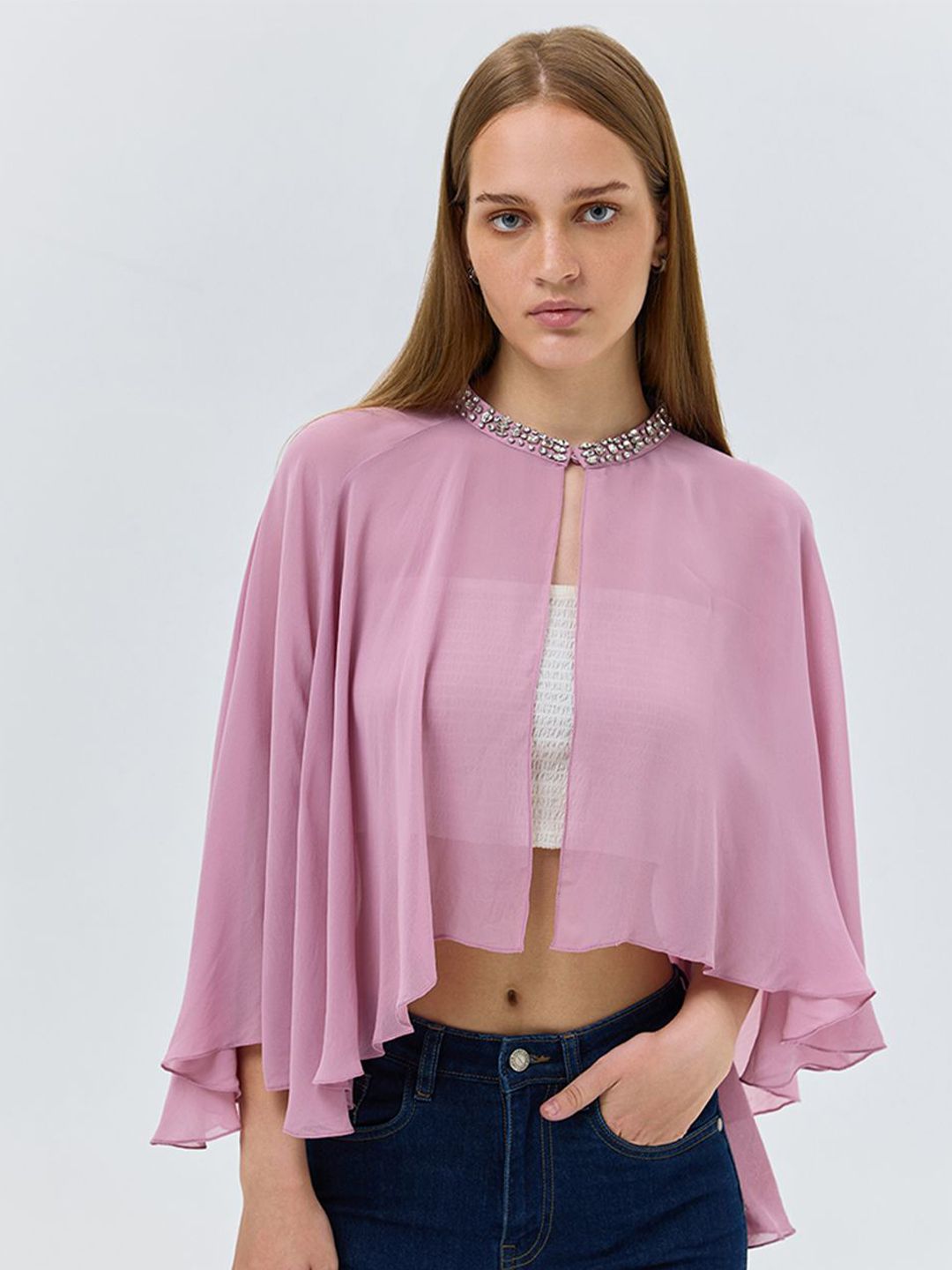 Jewel Neck Cape Top COVER STORY Jewel Neck Cape Top