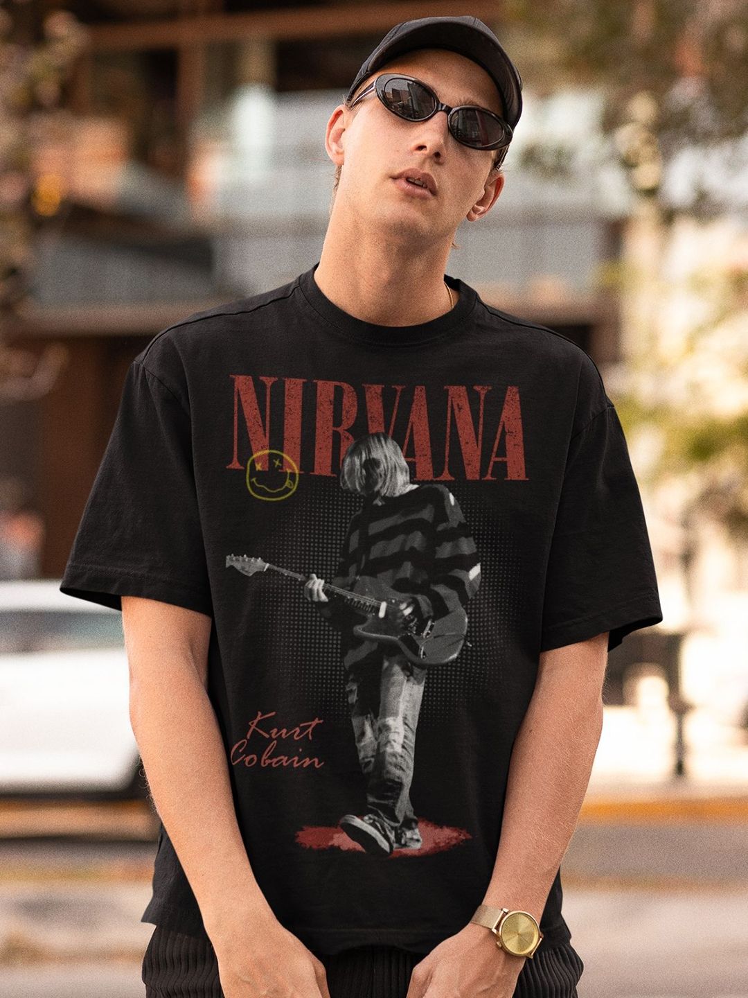 CAPTCHA Men Typography Printed V-Neck Extended Sleeves Raw Edge T-shirt