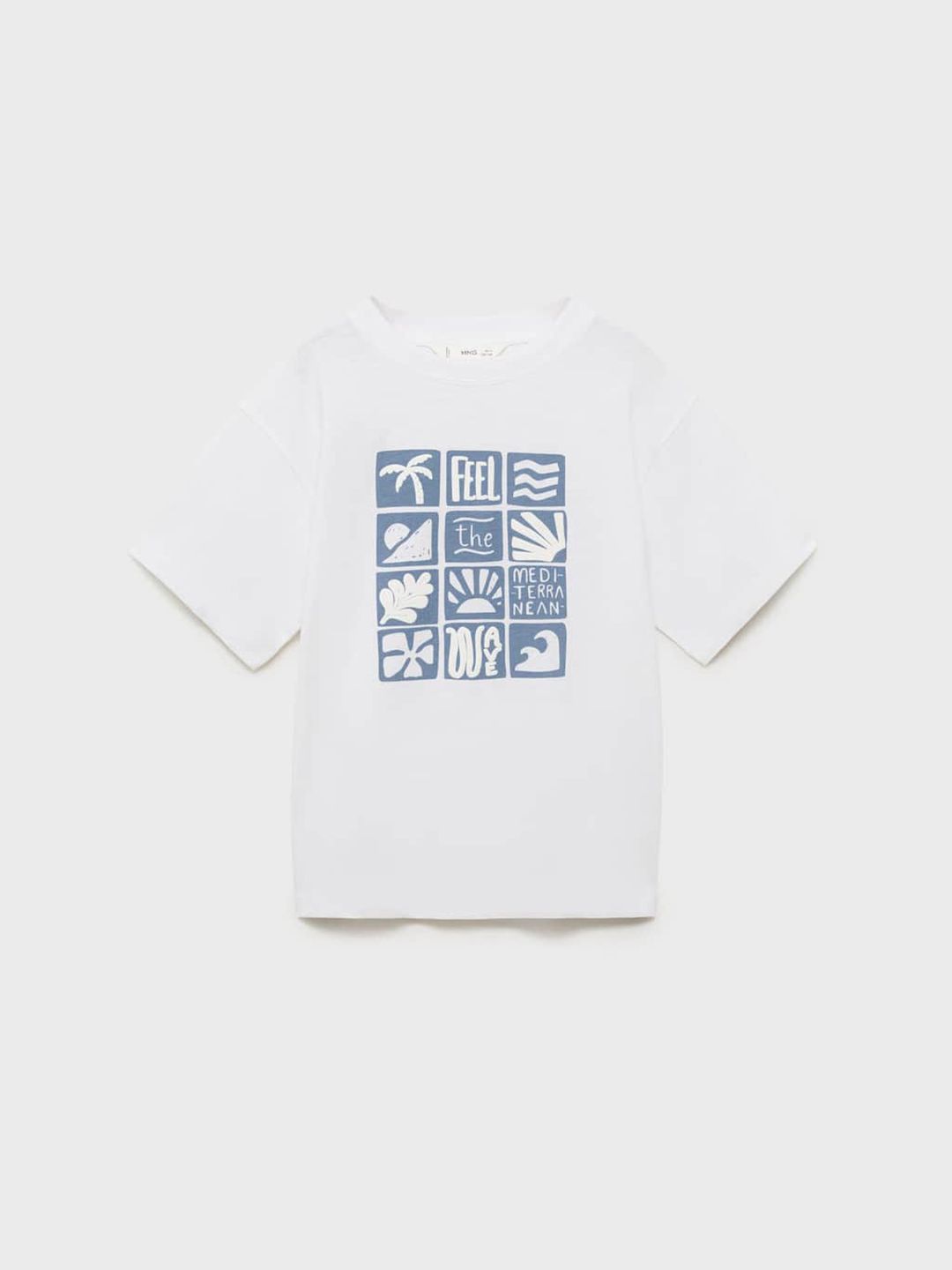 Mango Kids Boys Puff Print Drop-Shoulder Sleeves Pure Cotton Relaxed Fit T-shirt