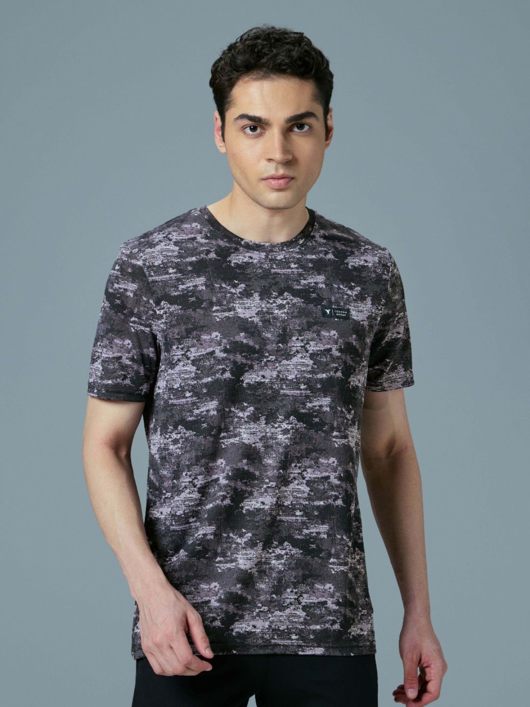 Technosport SS25 Abstract Printed Antimicrobial Slim Fit T-Shirt