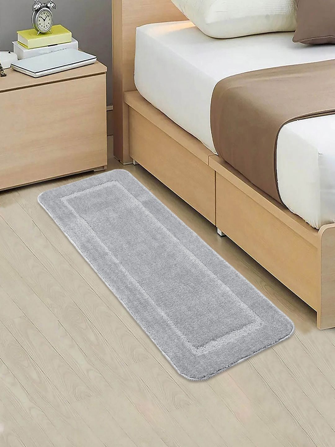 Saral Home Grey Anti Skid Water Absorbent Floor Runner