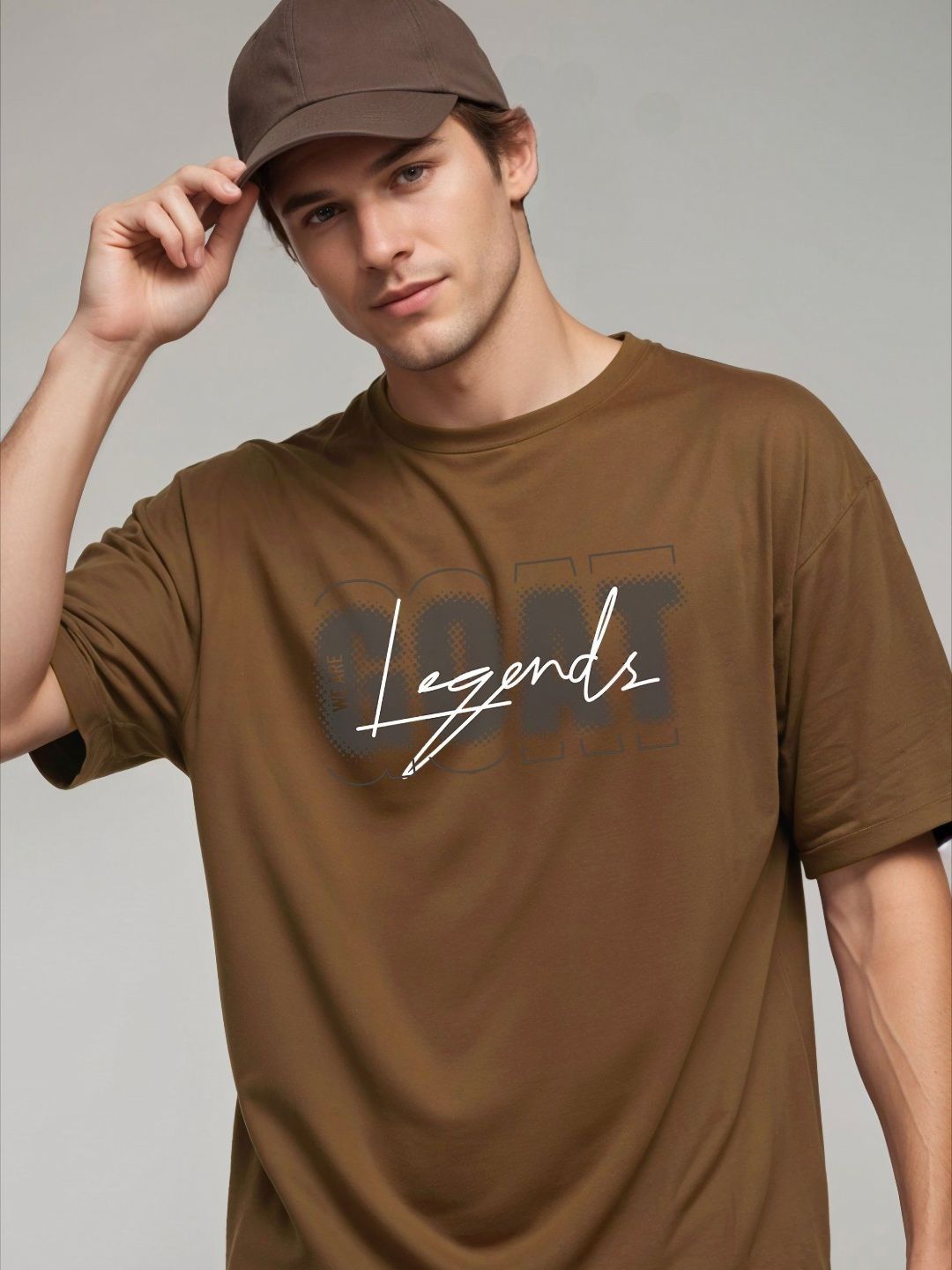 SMARTEES Oversized Typography Printed Drop-Shoulder Cotton T-Shirt