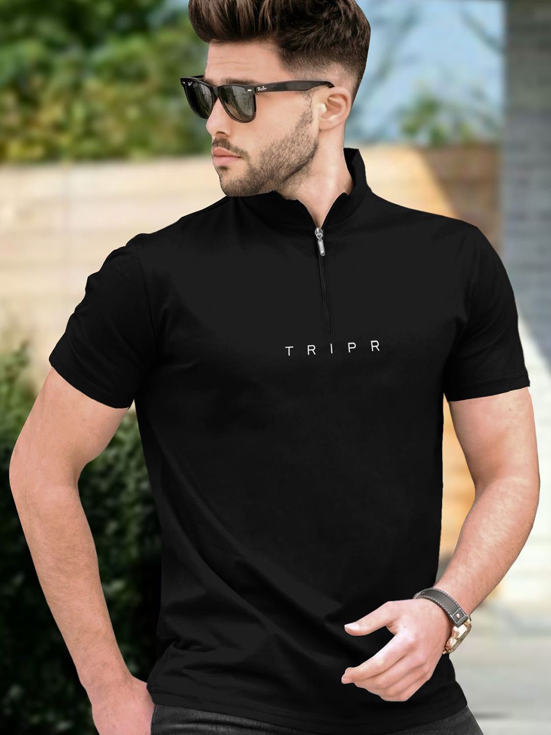 TRIPR Henley Neck Regular Fit T-shirt