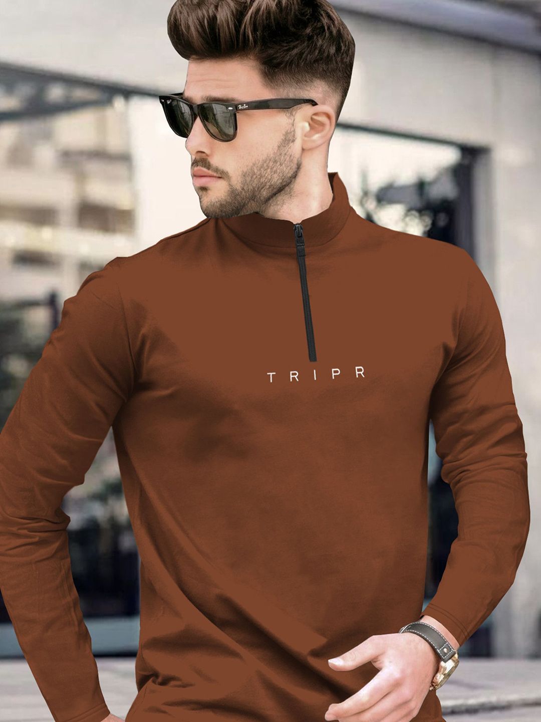 TRIPR Men Henley Neck Long Sleeves T-shirt