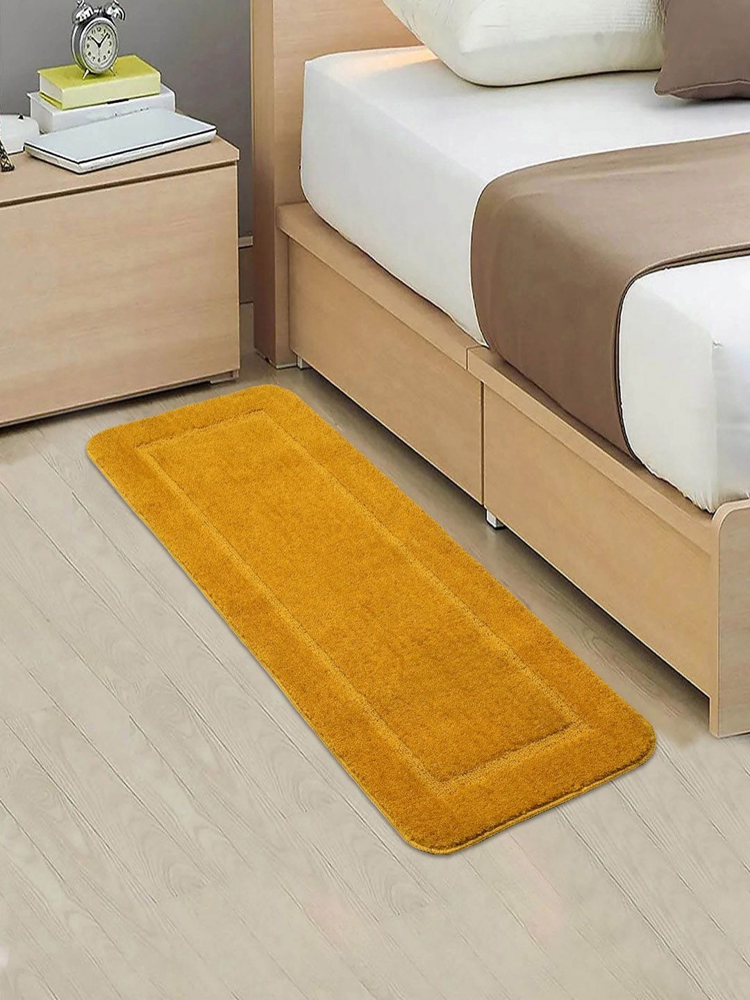 Saral Home Gold Mustard Anti Skid Water Absorbent Floor Runner