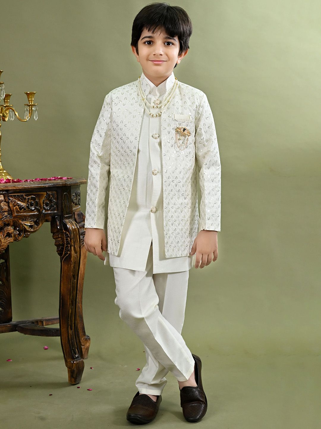 BT DEZINES Embroidered Sequined Sherwani Shrug Set