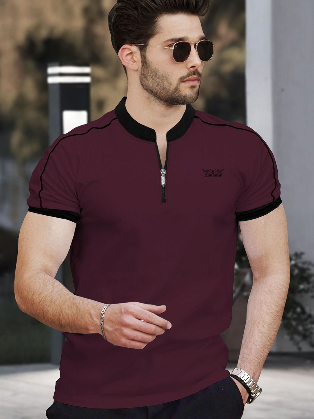 TRIPR Men Solid Regular Fit T-shirt