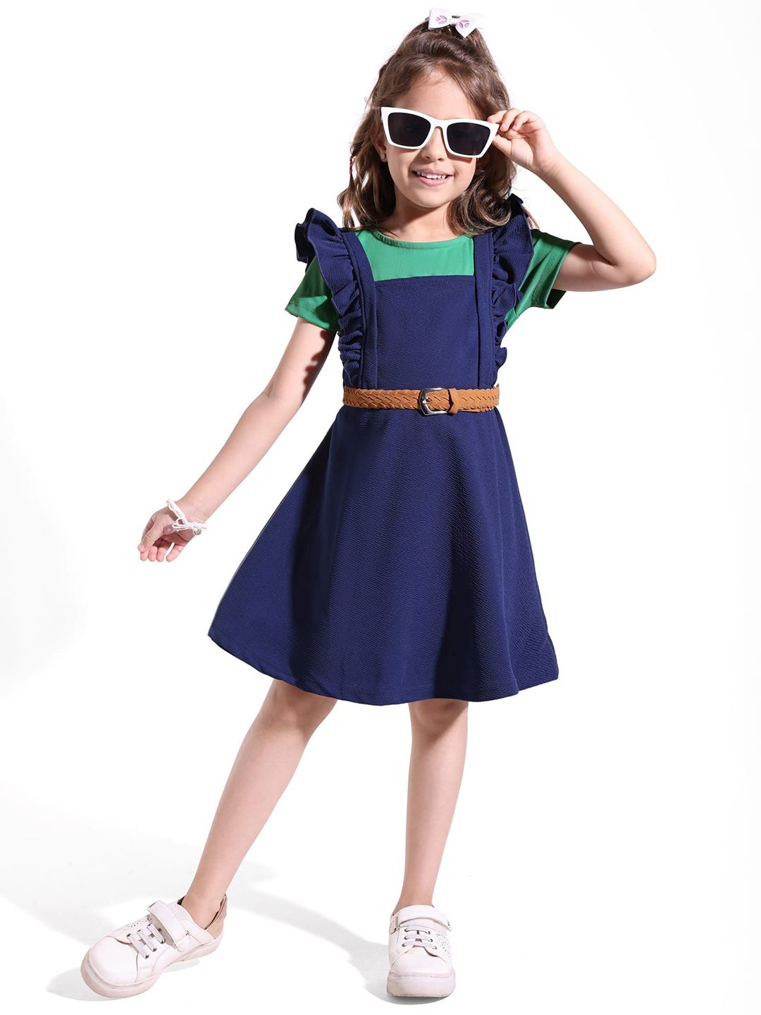Hola Bonita Girls Flutter Sleeve Fit & Flare Dress