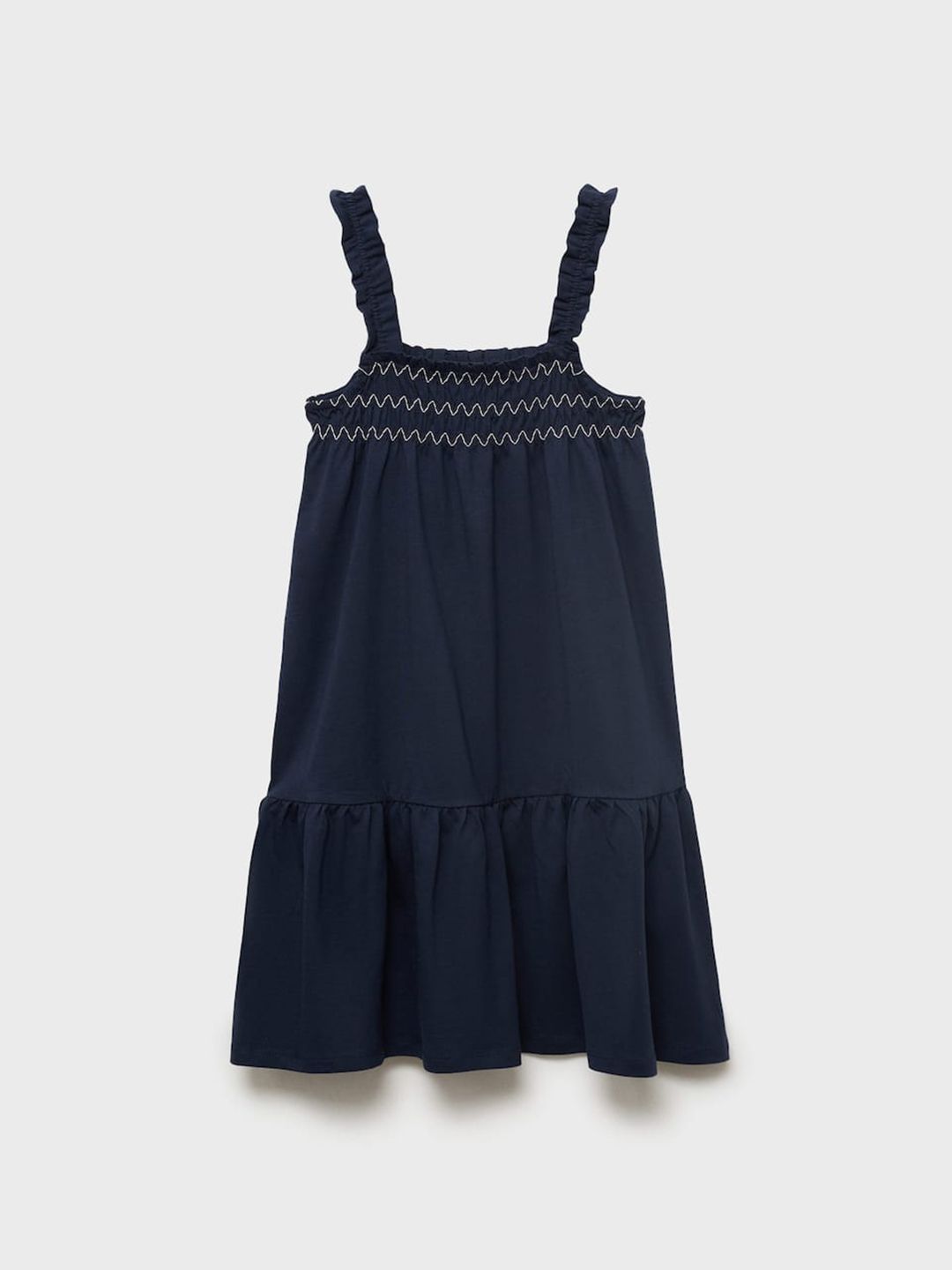 Mango Kids Girls Ruffled Pure Cotton Drop-Waist Dress