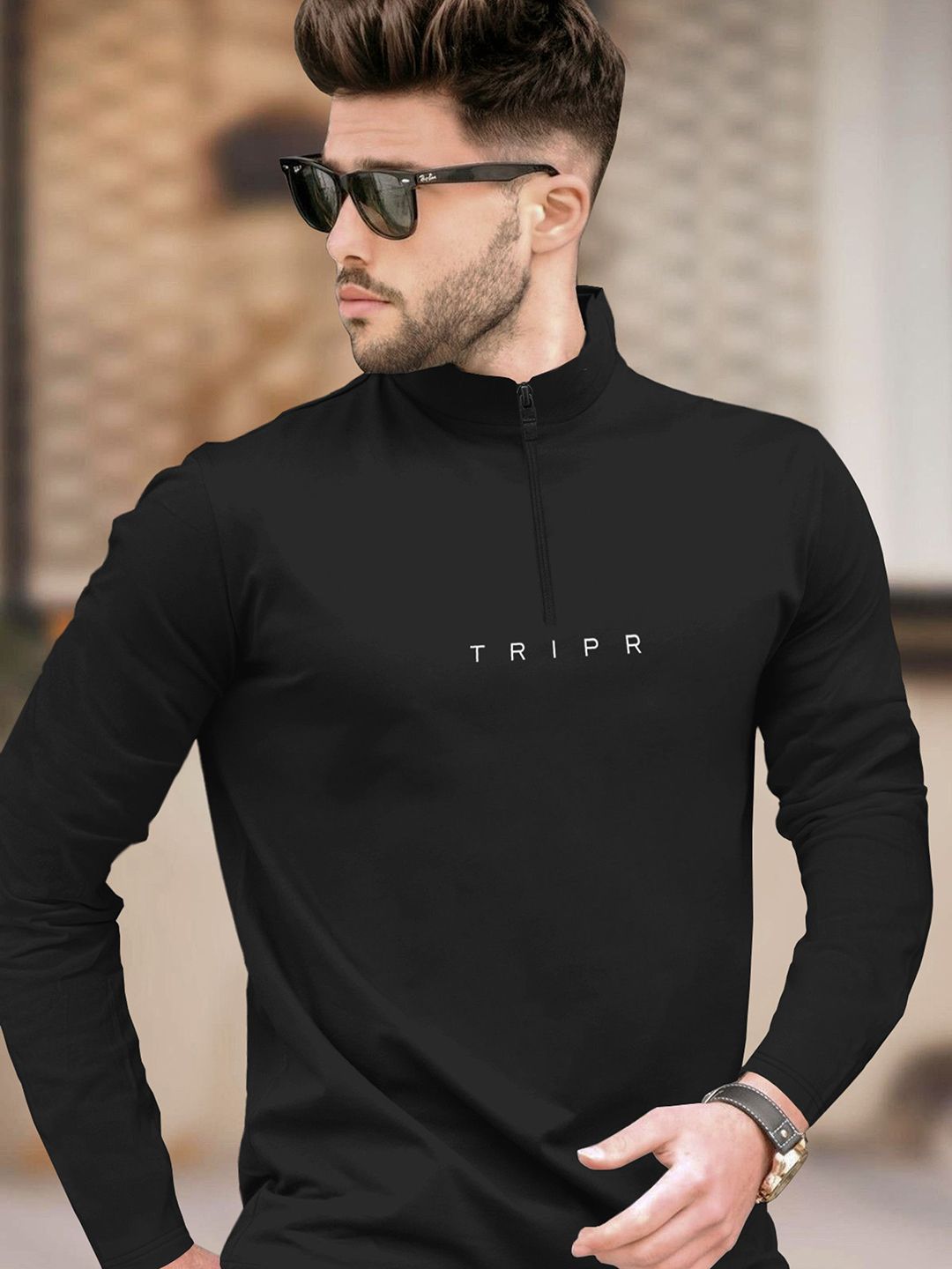 TRIPR Long Sleeves Henley Neck T-shirt