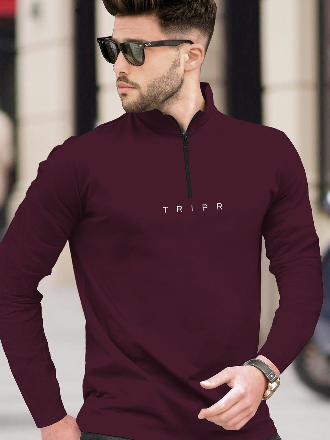 TRIPR Long Sleeves Henley Neck T-shirt