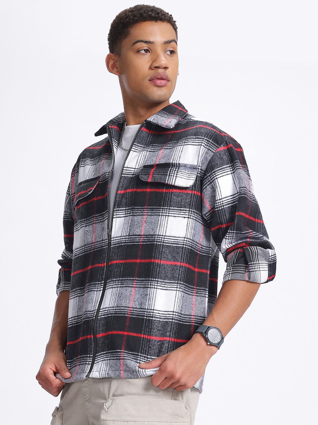 【CTHY＋no.】 OVERSIZE OMBRE CHECK SHIRTS Buy glitchez Tartan Check Oversized Shacket - Shirts for Men