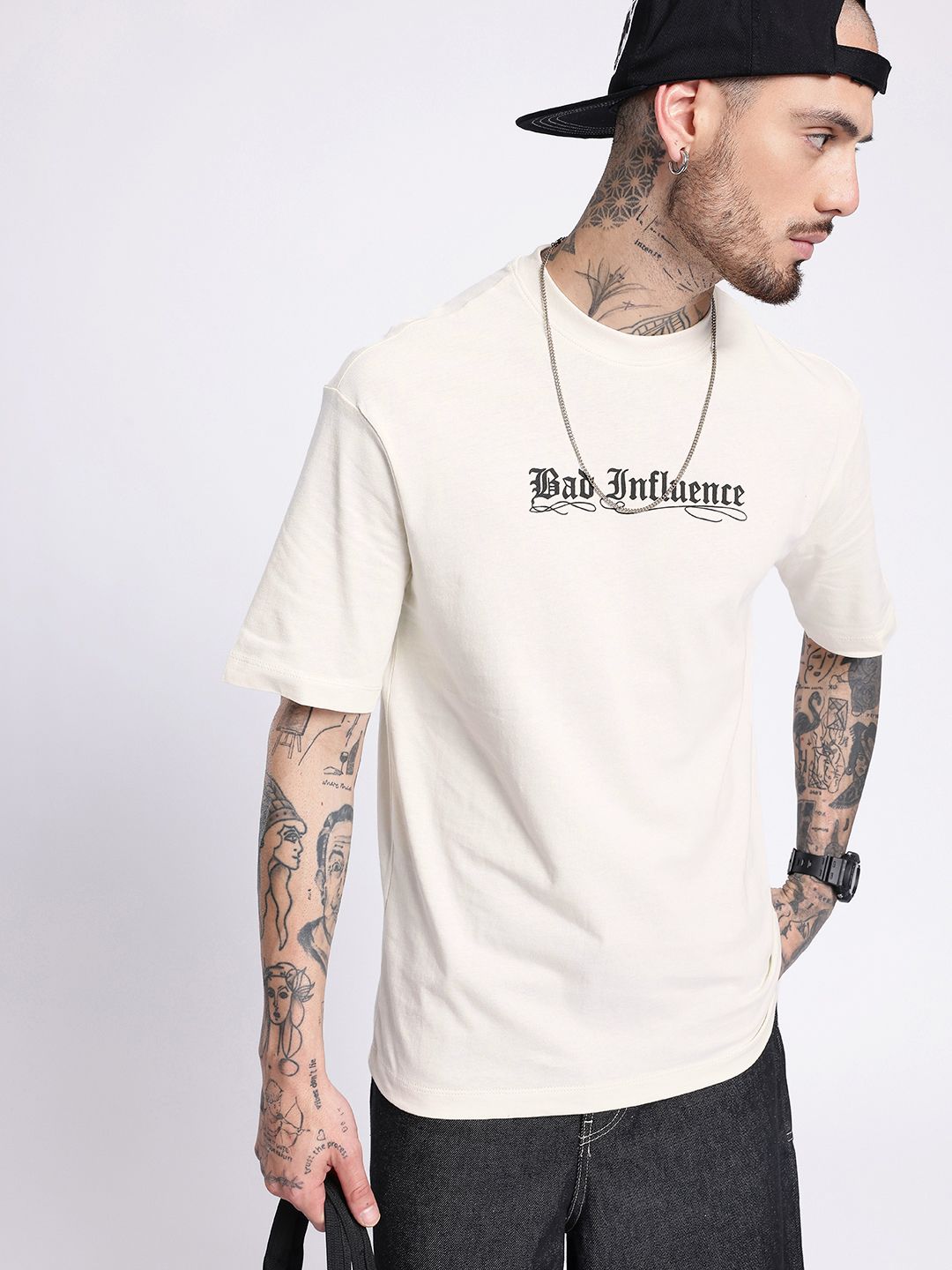 glitchez Typography Printed Relaxed Fit T-shirt