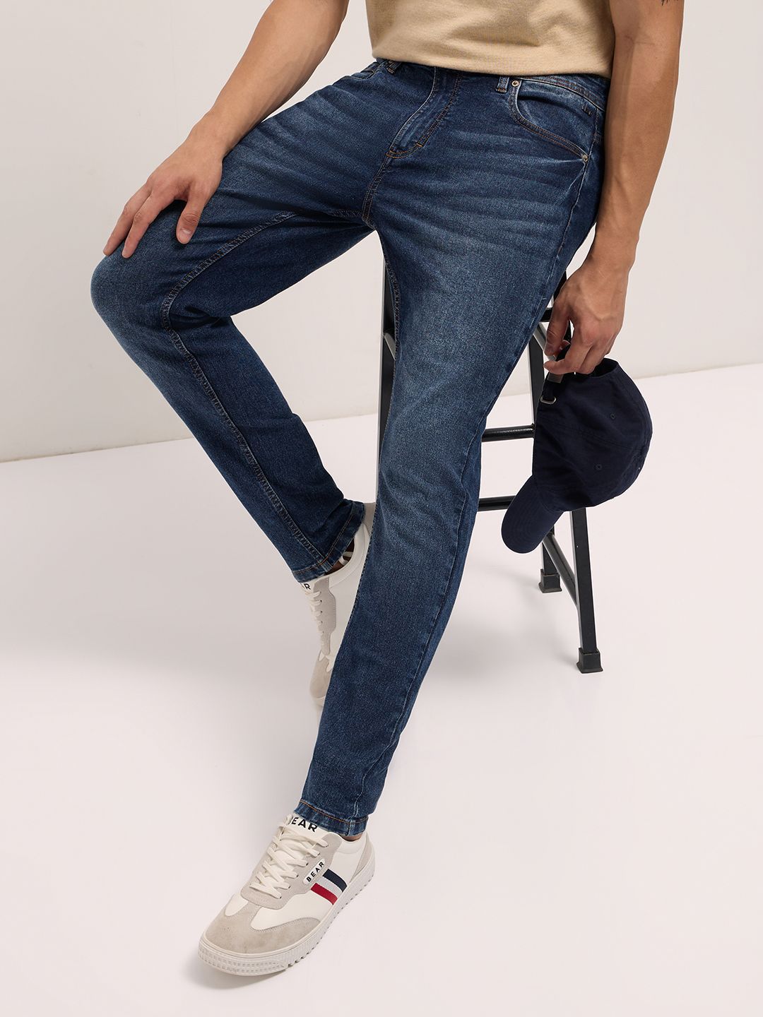 THE BEAR HOUSE Men's Cotton Washed Skinny Fit Jean Stretchable Jeans